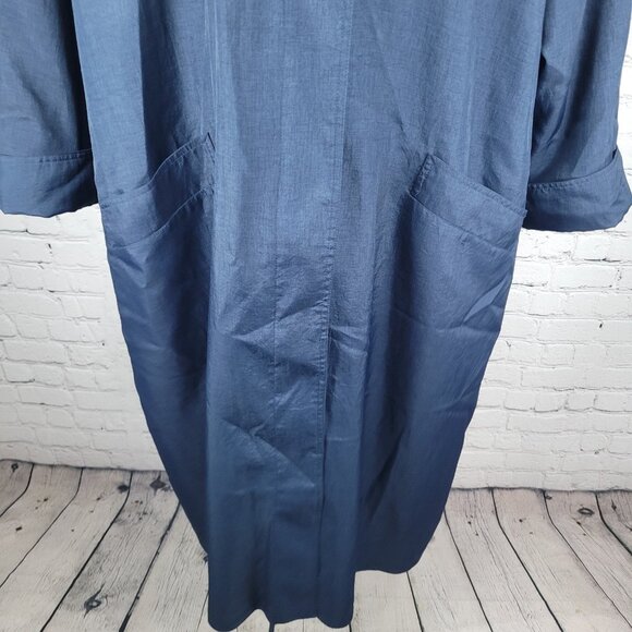 VTG Komitor Navy Buttoned Removable Liner Pockets Trench Coat 20W - Picture 10 of 16
